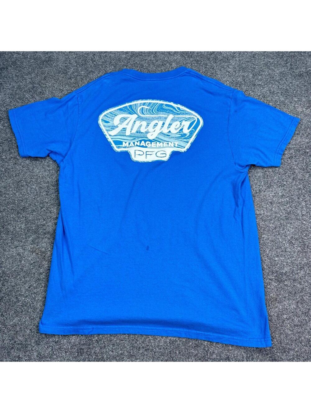 Columbia PFG T Shirt Adult Size Large Blue Angler Management Fishing Tee